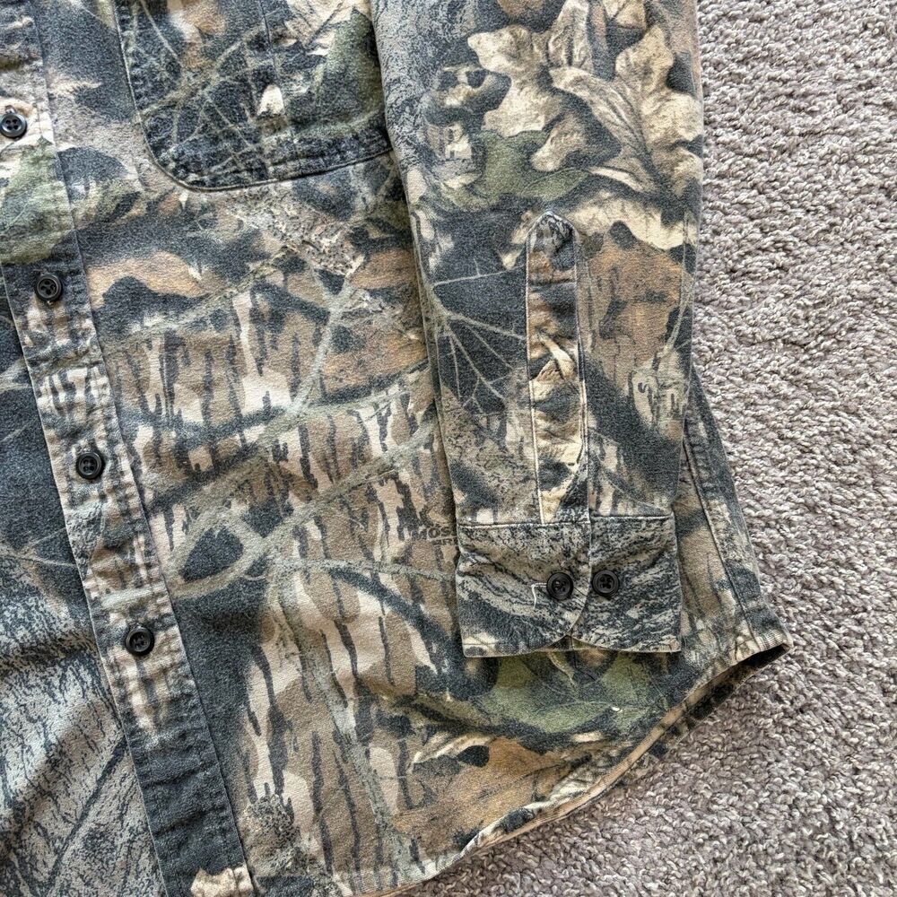 Cabela’s Long Sleeve Button Up Shirt Flannel Mossy Oak Flannel Mens Large - Picture 5 of 7